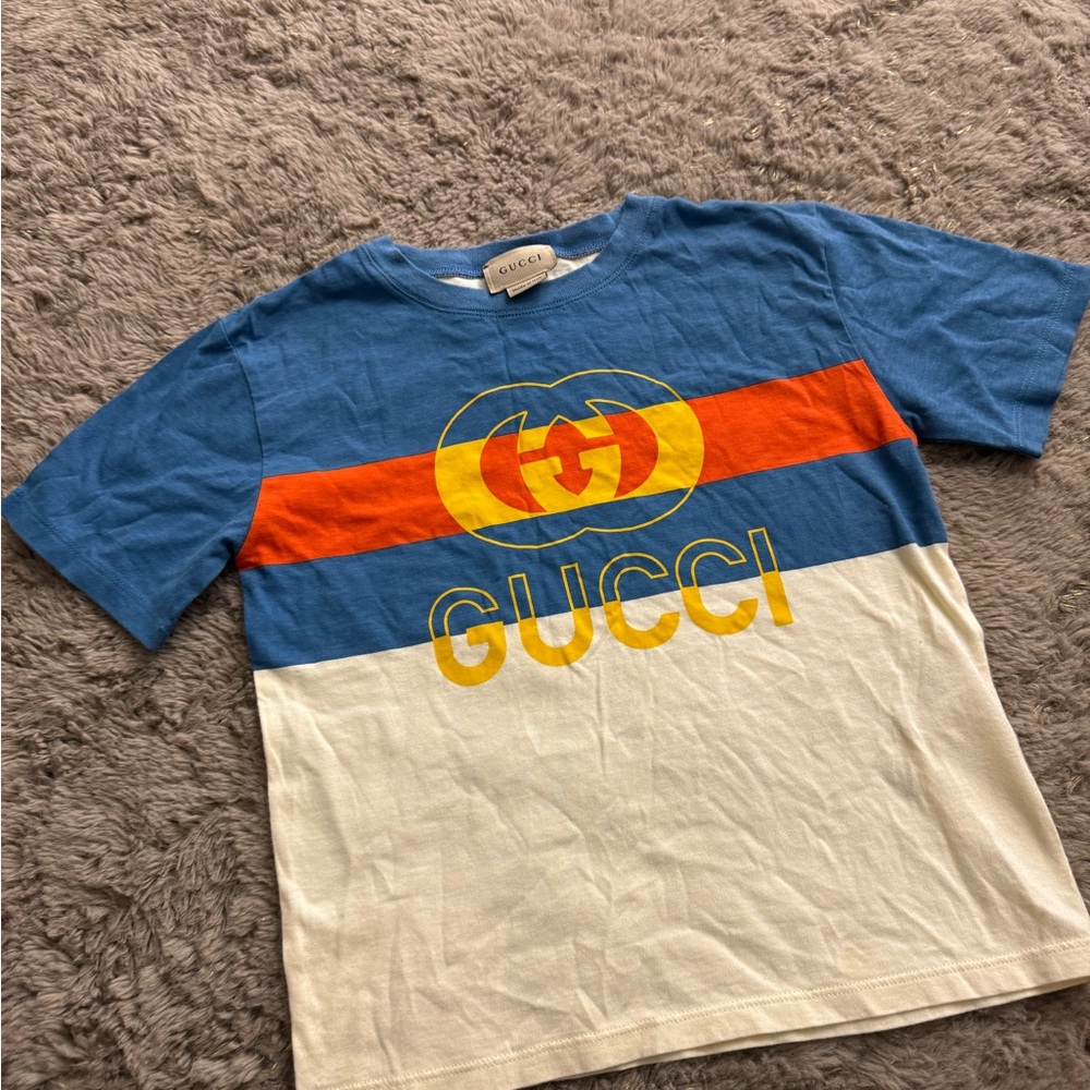 Gucci Kids Blue, Orange, and White Tee